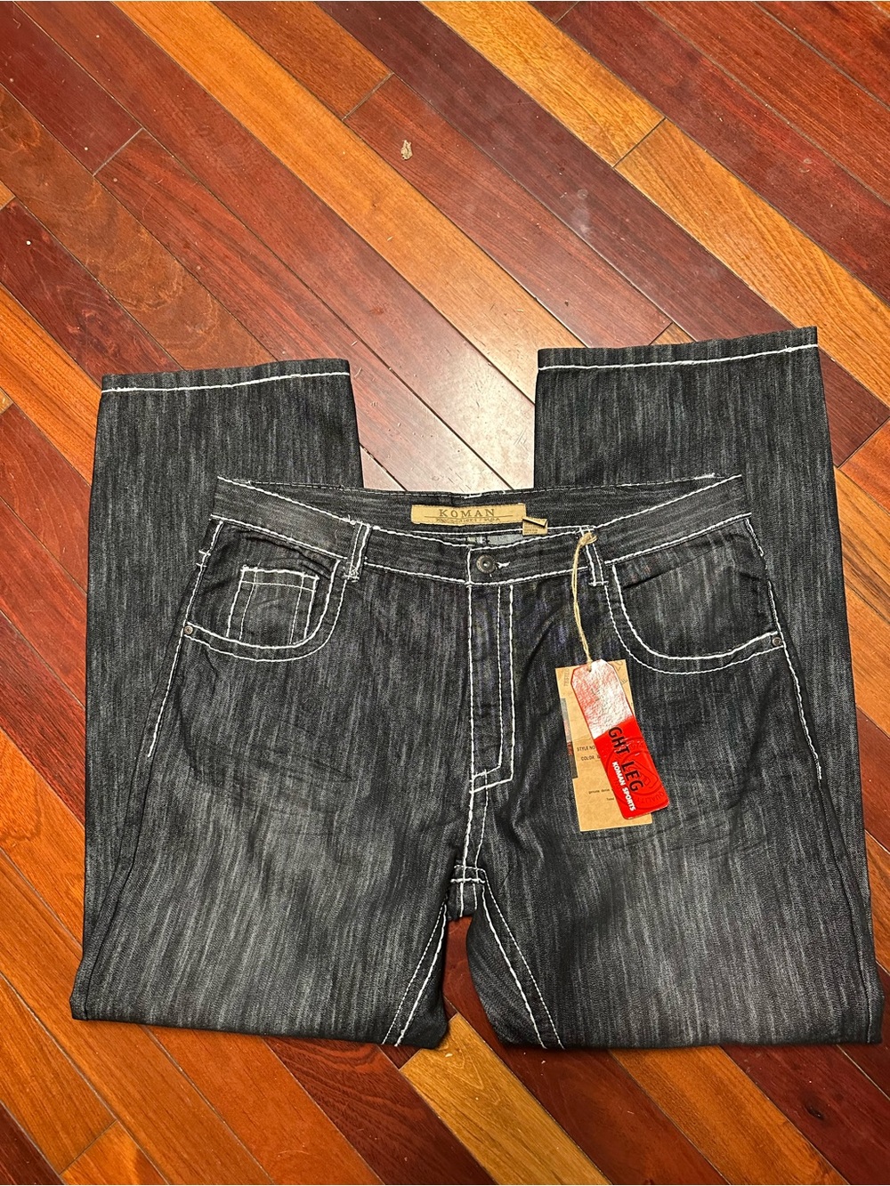 NWT Vintage Koman men’s wide leg jeans 42x32 black or dark grey